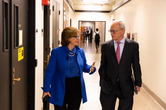 Valerie Jarrett visits with President Reif